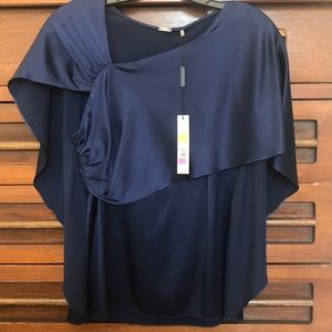 Stunning Elie Tahari Silk Navy Blouse NEW Small S